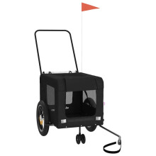 (black, 120 x 54.5 x 53 cm) vidaXL Pet Bike Trailer Cargo Trailer Oxford Fabric and Iron