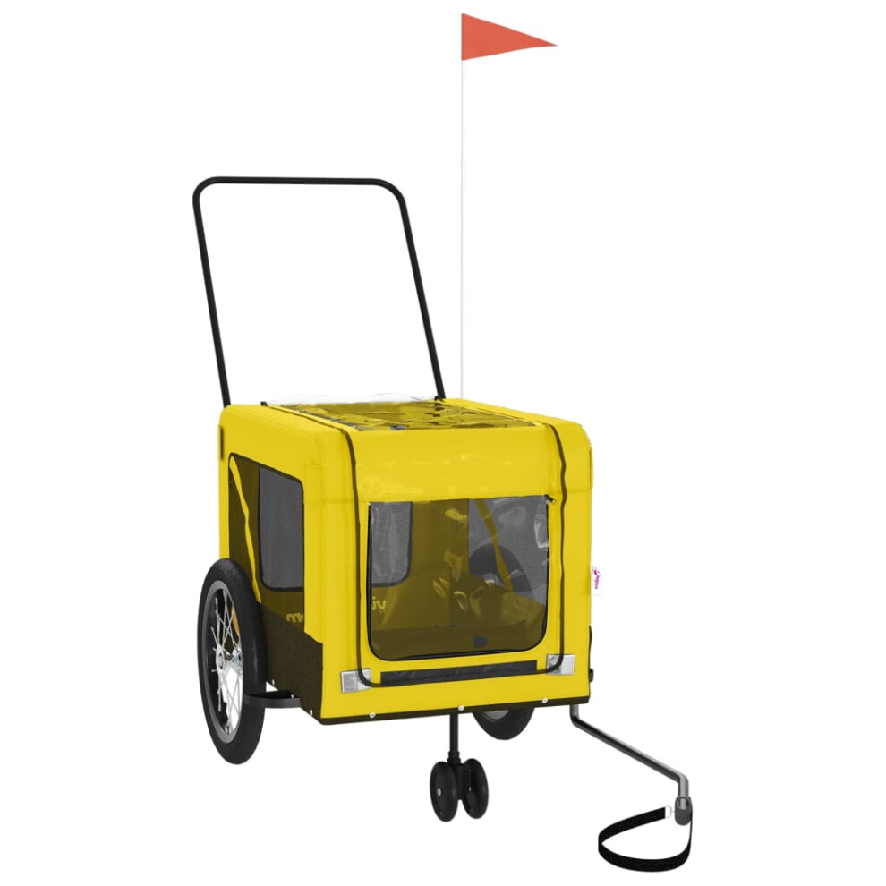 Vidaxl (Yellow, 123 X 63 X 66 Cm) Pet Bike Trailer Cargo Trailer Oxford Fabric And Iron