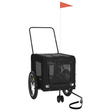 (black, 123 x 63 x 66 cm) vidaXL Pet Bike Trailer Cargo Trailer Oxford Fabric and Iron