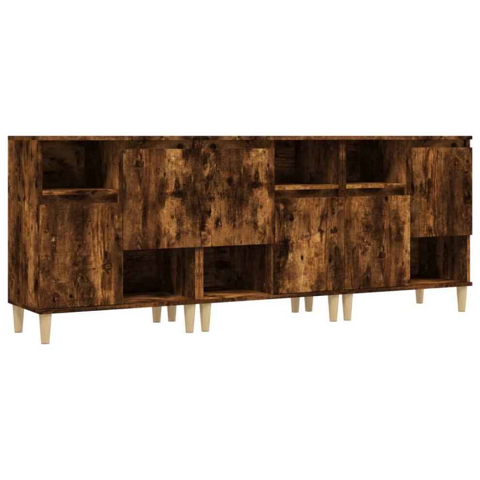 Vidaxl (Smoked Oak, 3 Pcs) Sideboards Cabinet Cupboard Highboard Engineered Wood