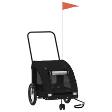 (black, 63.5 x 124.5 x 66 cm) vidaXL Pet Bike Trailer Cargo Trailer Bike Cart Oxford Fabric and Iron