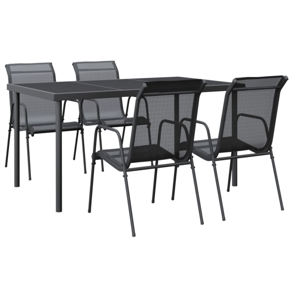 Vidaxl (150 Cm Table Length/ 4 Piece) Garden Dining Set Outdoor Dining Set Black Steel And Textilene