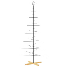 (180 cm) vidaXL Metal Christmas Tree with Wooden Base Artificial Xmas Tree Decor Black