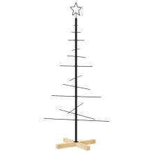 (120 cm) vidaXL Metal Christmas Tree with Wooden Base Artificial Xmas Tree Decor Black