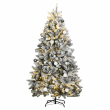 (green and white, 180 cm) vidaXL Artificial Hinged Christmas Tree Artificial Tree LEDs and Ball Set
