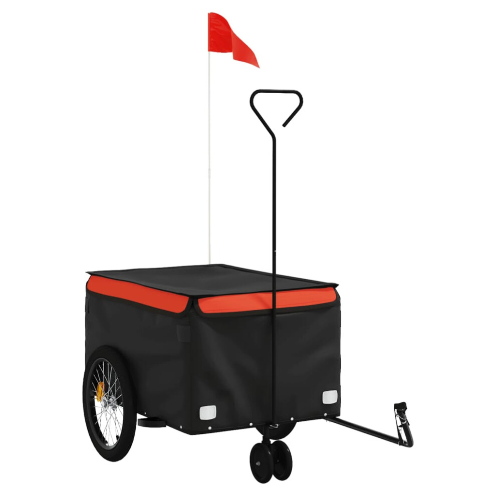 (orange) vidaXL Bike Cargo Trailer Bike Carriage Bicycle Wagon Trailer with Flag Iron