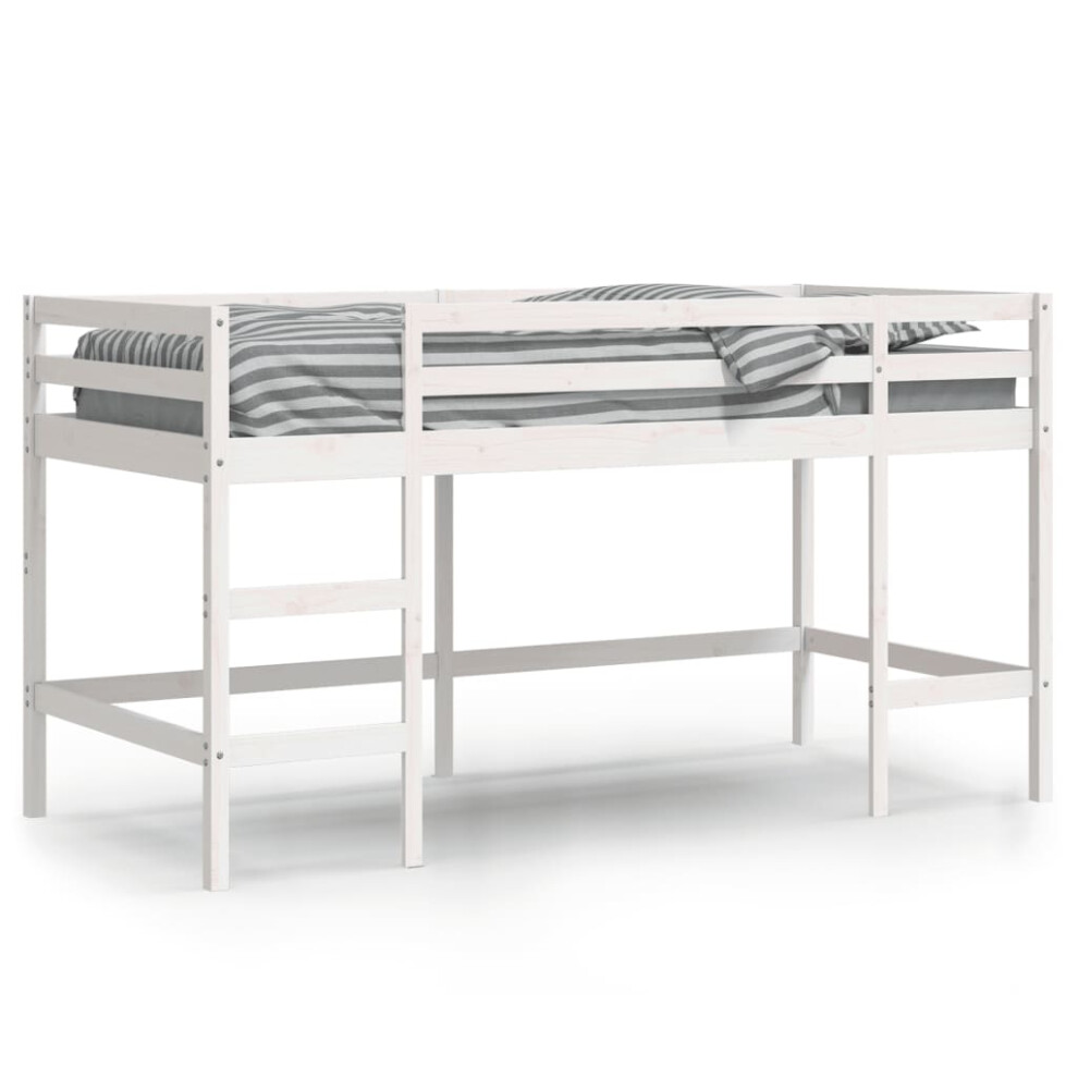 (white) vidaXL Kids' Loft Bed with Ladder Bunk Bed White Solid Wood Pine