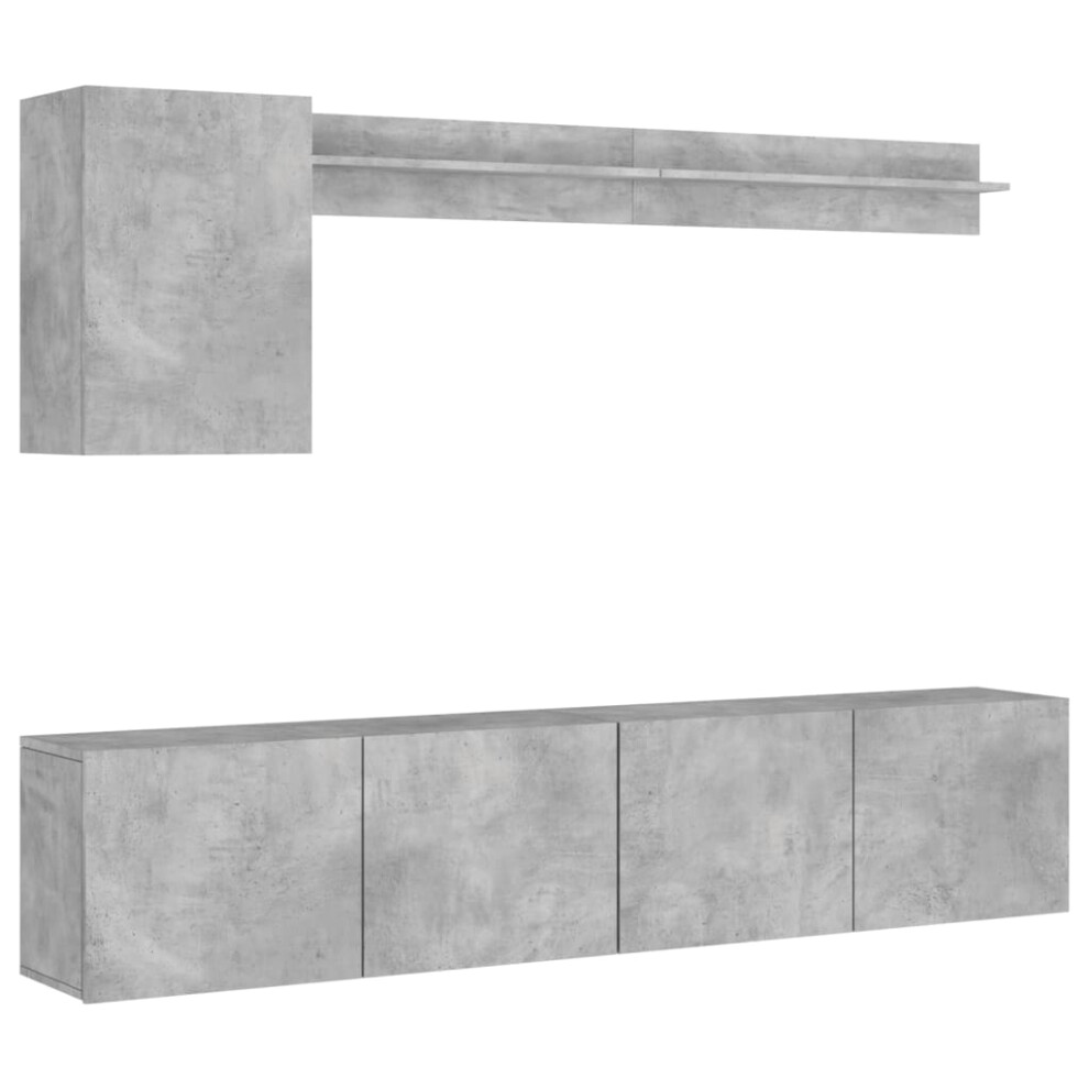 (concrete grey) vidaXL TV Wall Units 5 Piece Floating TV Unit Stand Engineered Wood
