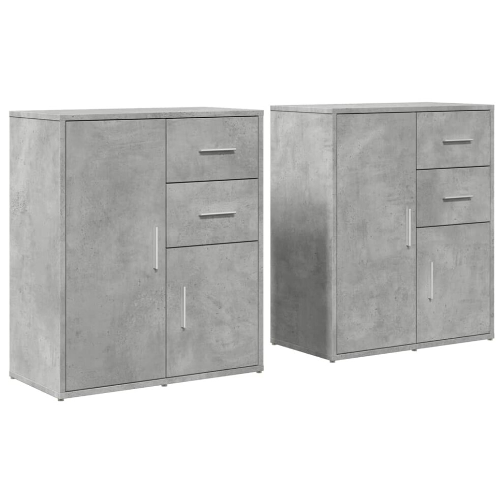 Vidaxl (Concrete Grey) Sideboards Cupboard Storage Cabinet 2 Pcs Concrete Grey Engineered Wood