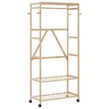 vidaXL Kleiderständer mit Ablagen und Rollen 90x40x179,5 cm Bambus