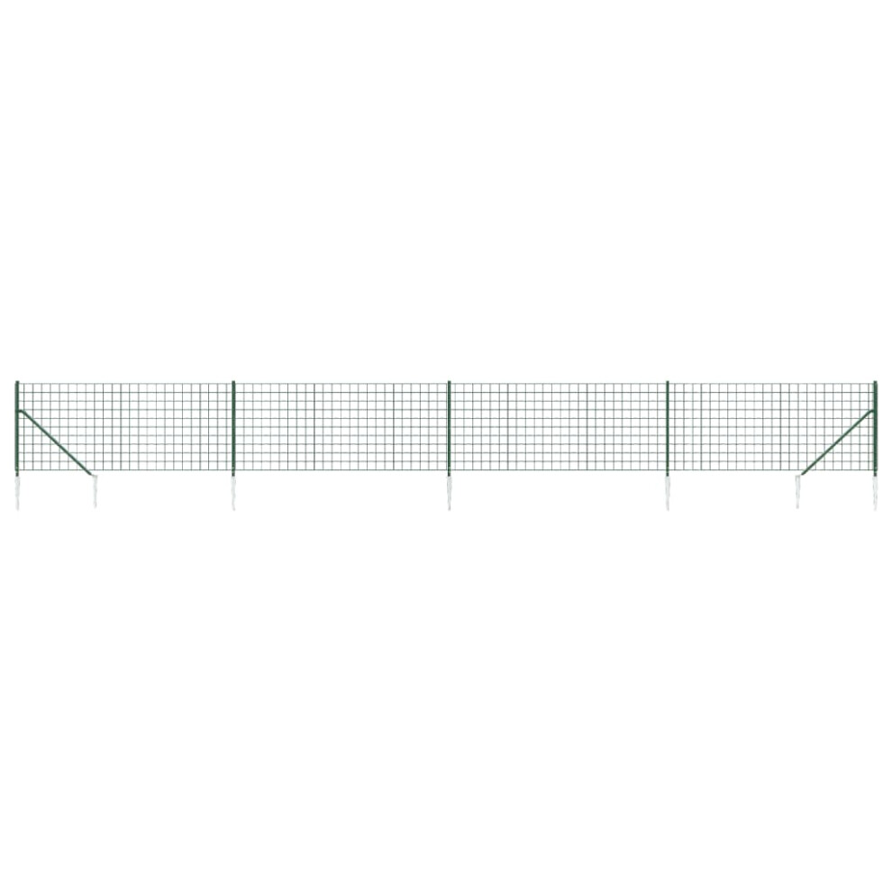 Vidaxl (0.8 X 10 M) Wire Mesh Fence With Spike Anchors Garden Fencing Mesh Green