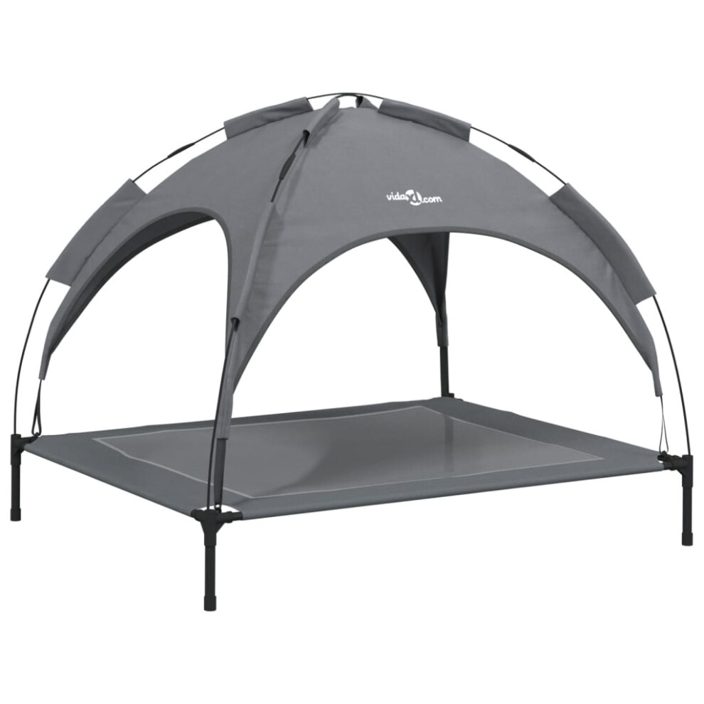Vidaxl (104 X 86 X 84 Cm) Dog Bed With Canopy Elevated Dog Cot Oxford Fabric And Steel Anthracite