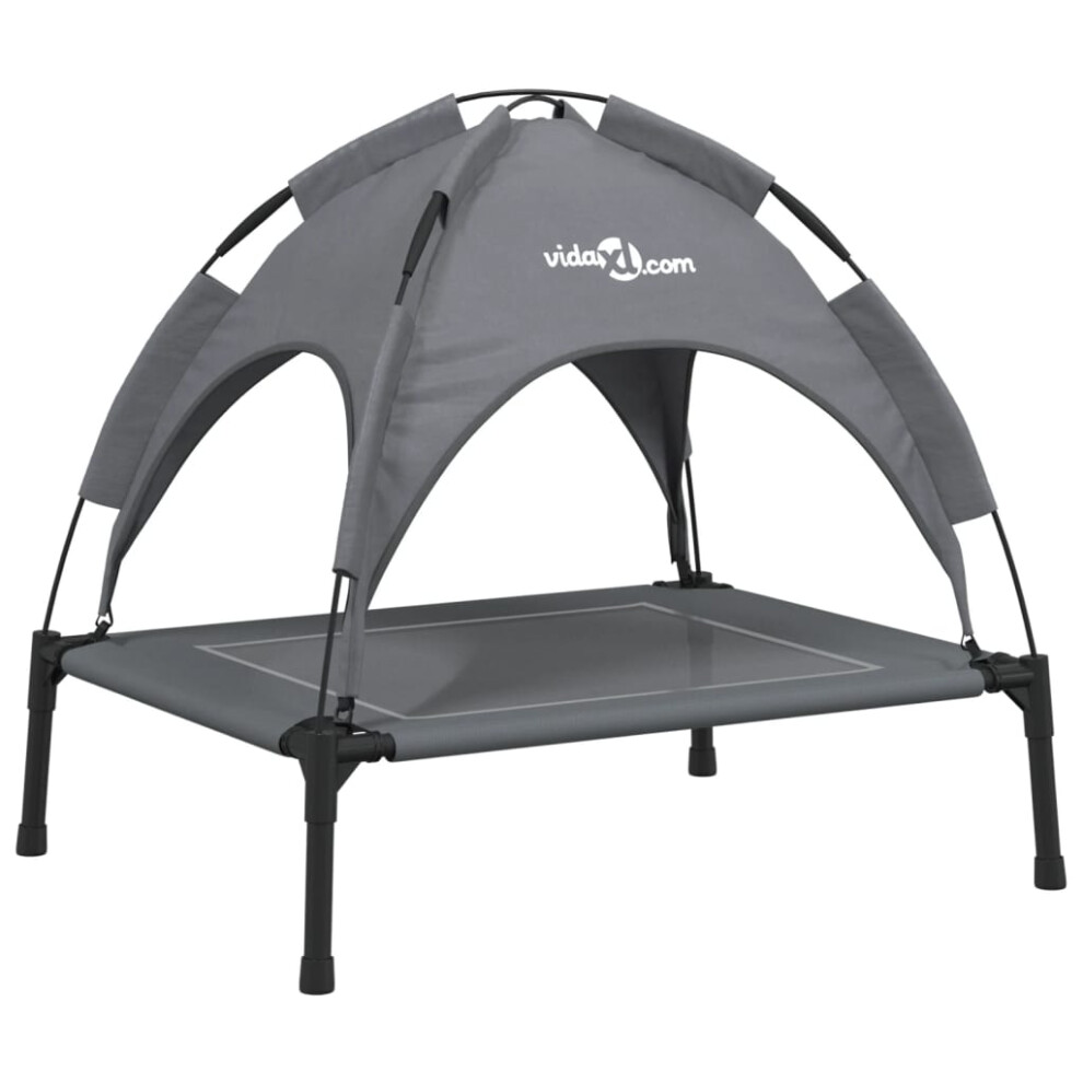 Vidaxl (63 X 49,5 X 60 Cm) Dog Bed With Canopy Elevated Dog Cot Oxford Fabric And Steel Anthracite