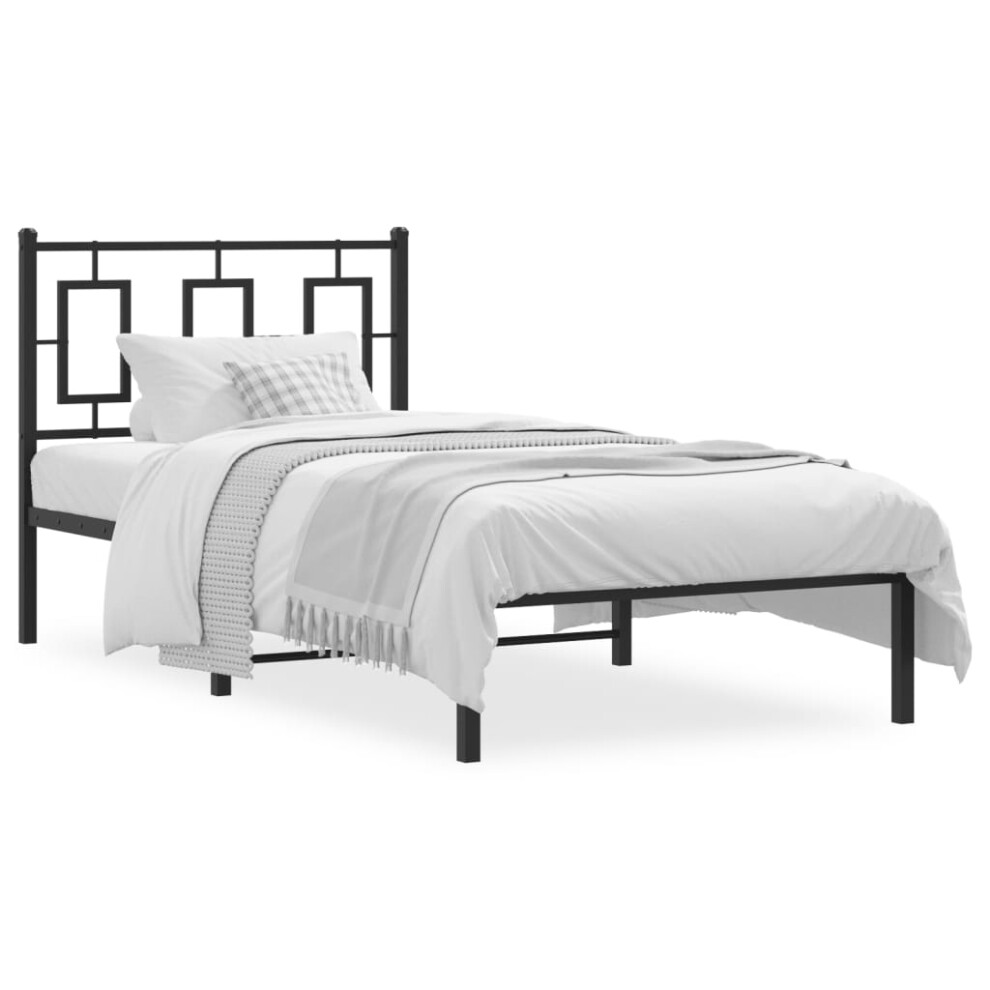 (black, 90 x 200 cm/ with headboard) vidaXL Metal Bed Frame Home Bedroom Bed Base Bedstead Mattress Foundation