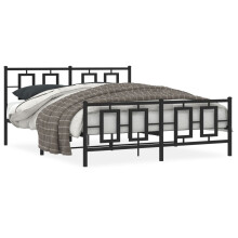 (black, 150 x 200 cm/ with headboard & footboard) vidaXL Metal Bed Frame Home Bedroom Bed Base Bedstead Mattress Foundation