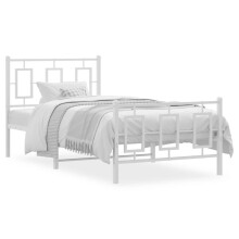 (white, 90 x 200 cm/ with headboard & footboard) vidaXL Metal Bed Frame Home Bedroom Bed Base Bedstead Mattress Foundation