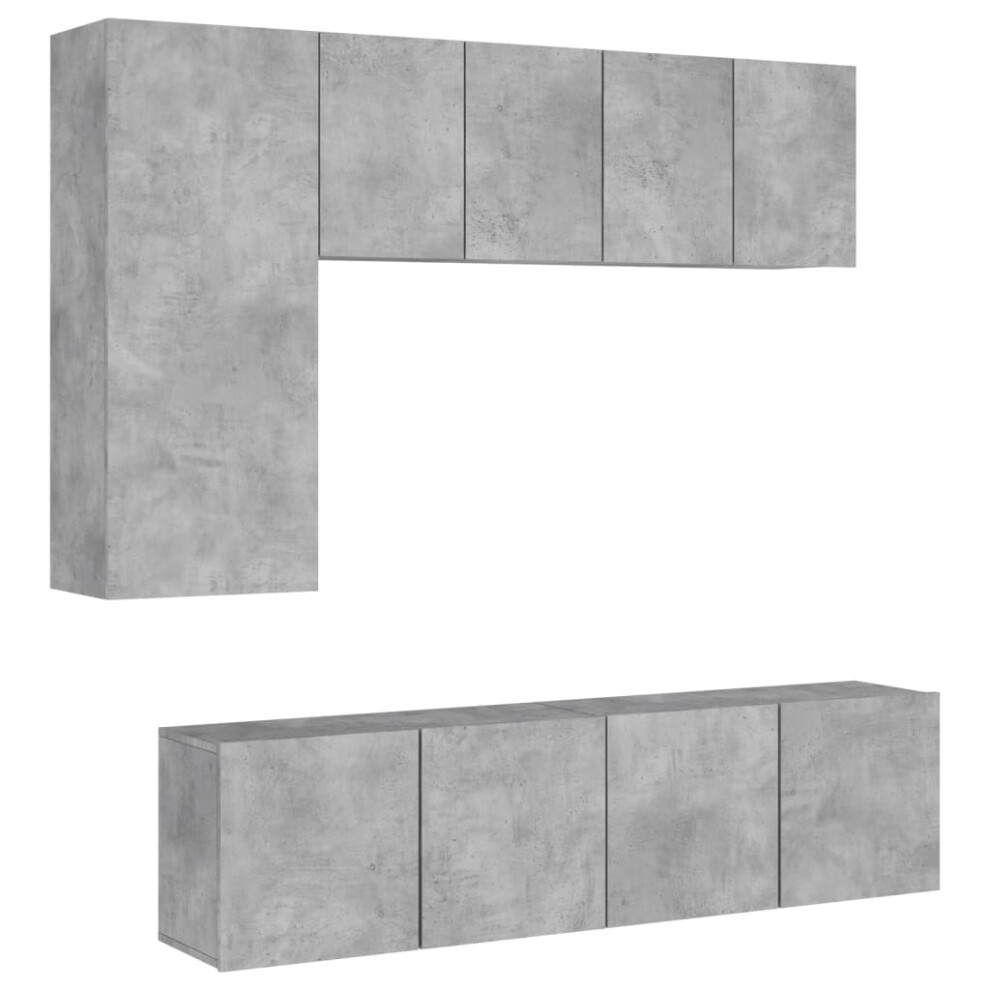 (concrete grey) vidaXL TV Wall Units 5 Piece Floating TV Unit Cabinet Engineered Wood