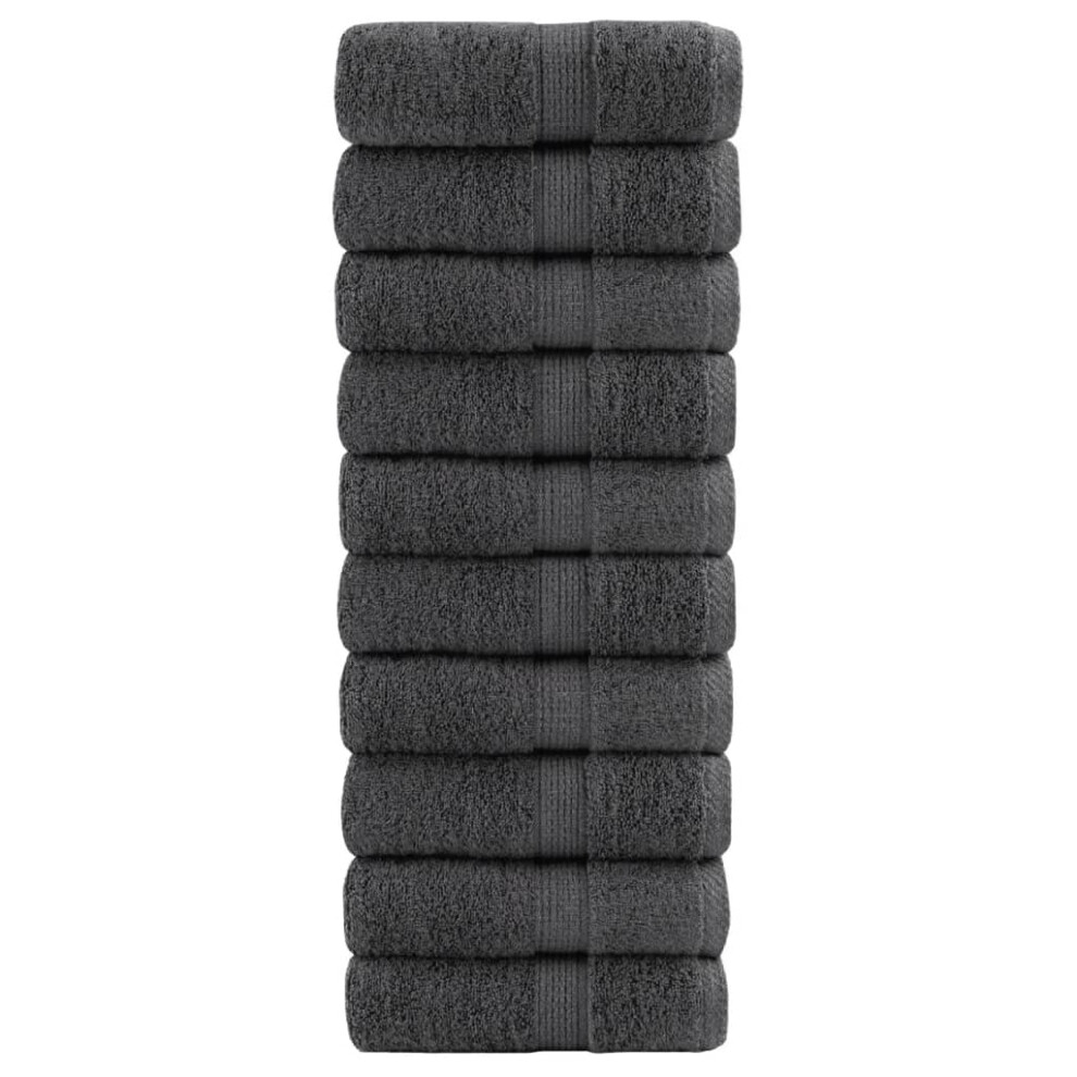 Vidaxl (Anthracite, 30 X 50 Cm/ 10 Pcs) Premium Hand Towels Shower Bath Towel Cream 600 Gsm 100% Cotton