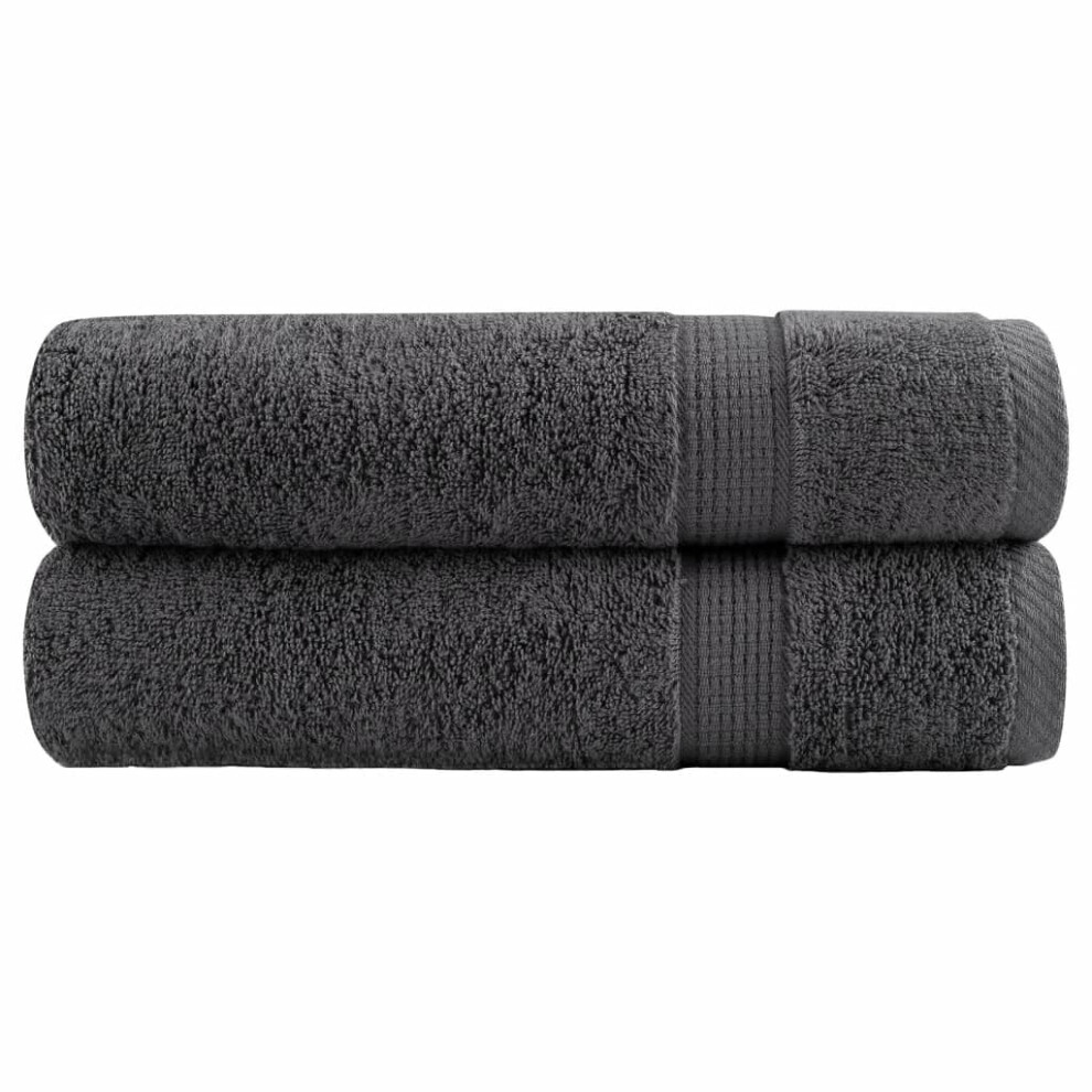 Vidaxl (Anthracite, 50 X 100 Cm/ 2 Pcs) Premium Hand Towels Shower Bath Towel Cream 600 Gsm 100% Cotton