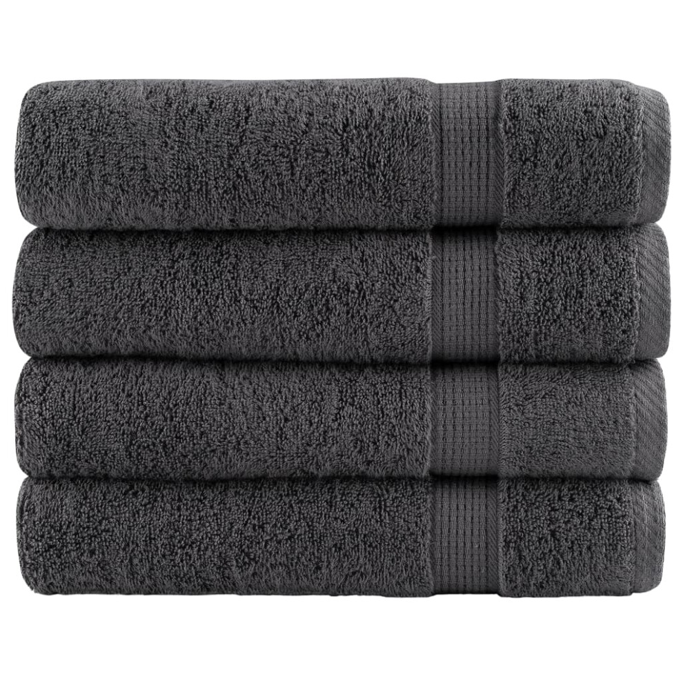 Vidaxl (Anthracite, 70 X 140 Cm/ 4 Pcs) Premium Hand Towels Shower Bath Towel Cream 600 Gsm 100% Cotton
