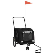 (black, 121 x 63 x 65 cm) vidaXL Pet Bike Trailer Cargo Trailer Oxford Fabric and Iron