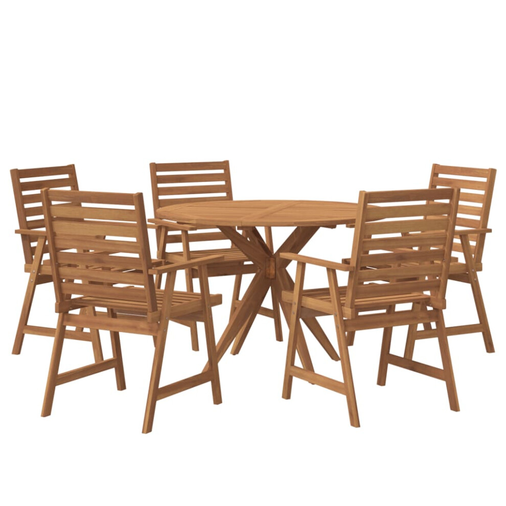 Vidaxl (110 X 75 Cm/ 5 Piece) Garden Dining Set Outdoor Table And Chair Solid Wood Acacia