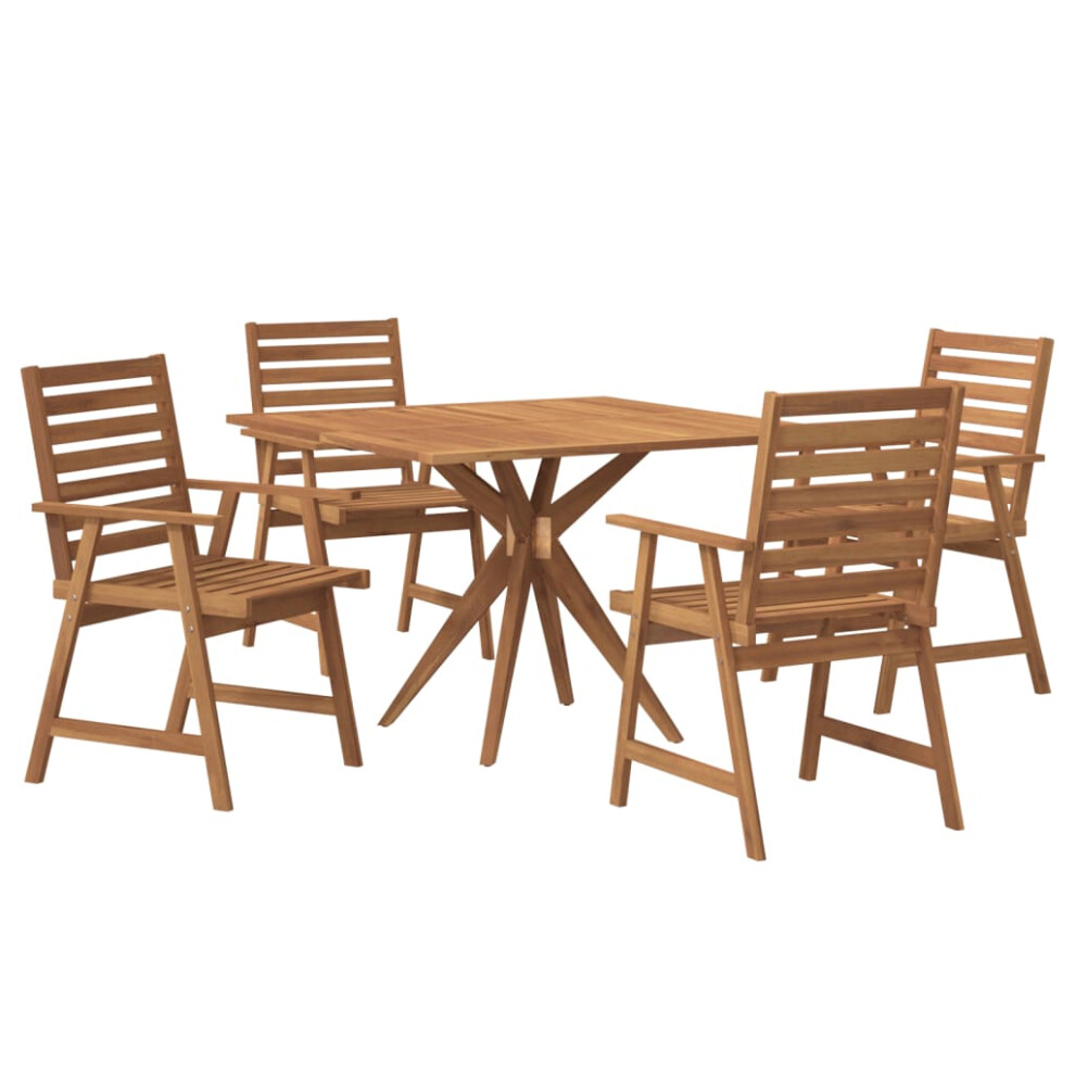 Vidaxl (110 X 110 X 75 Cm/ 4 Piece) Garden Dining Set Outdoor Table And Chair Solid Wood Acacia