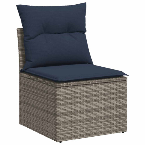VidaXL vidaXL 9-tlg. Garten-Sofagarnitur mit Kissen Grau Poly Rattan Akazie 2