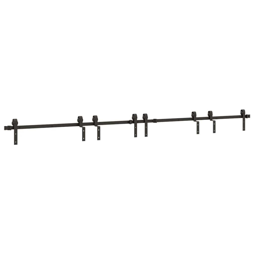(183 cm) vidaXL Sliding Door Hardware Kit Steel Black sliding door hardware