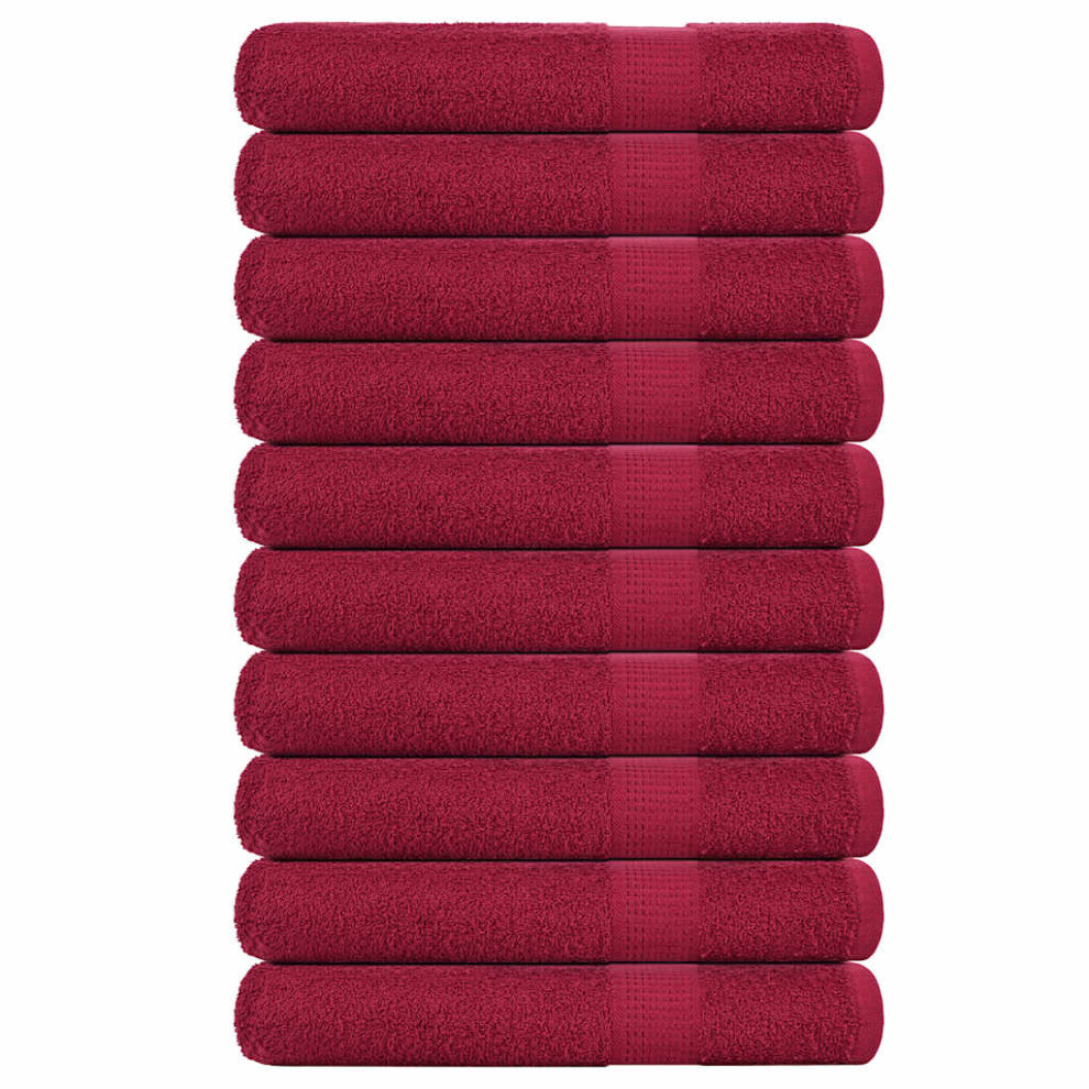 Vidaxl Towels 10 Pcs Bordeaux 100X200 Cm 360 Gsm 100% Cotton Towel On Beach