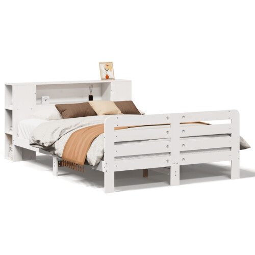 VidaXL (140 x 200 cm) vidaXL Bed Frame without Mattress Bed Base Bedstead White Solid Wood Pine 1