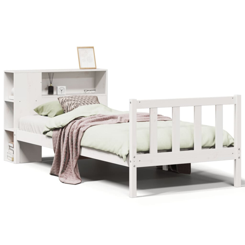 Vidaxl (, 90 X 190 Cm) Bookcase Bed Without Mattress Bed Cm Solid Wood Pine White