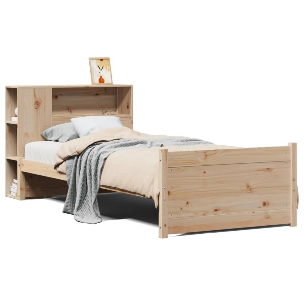 Vidaxl (90 X 190 Cm) Bookcase Bed Without Mattress Bed Base Solid Wood Pine