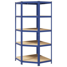 (blue) vidaXL 5-Layer Corner Shelf Steel&Engineered Wood garage shelving