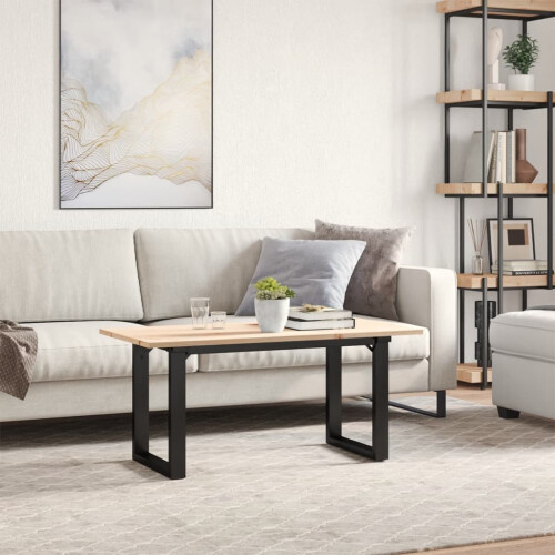 VidaXL vidaXL Coffee Table End Table Side Table O-Frame Solid Wood Pine and Steel 2