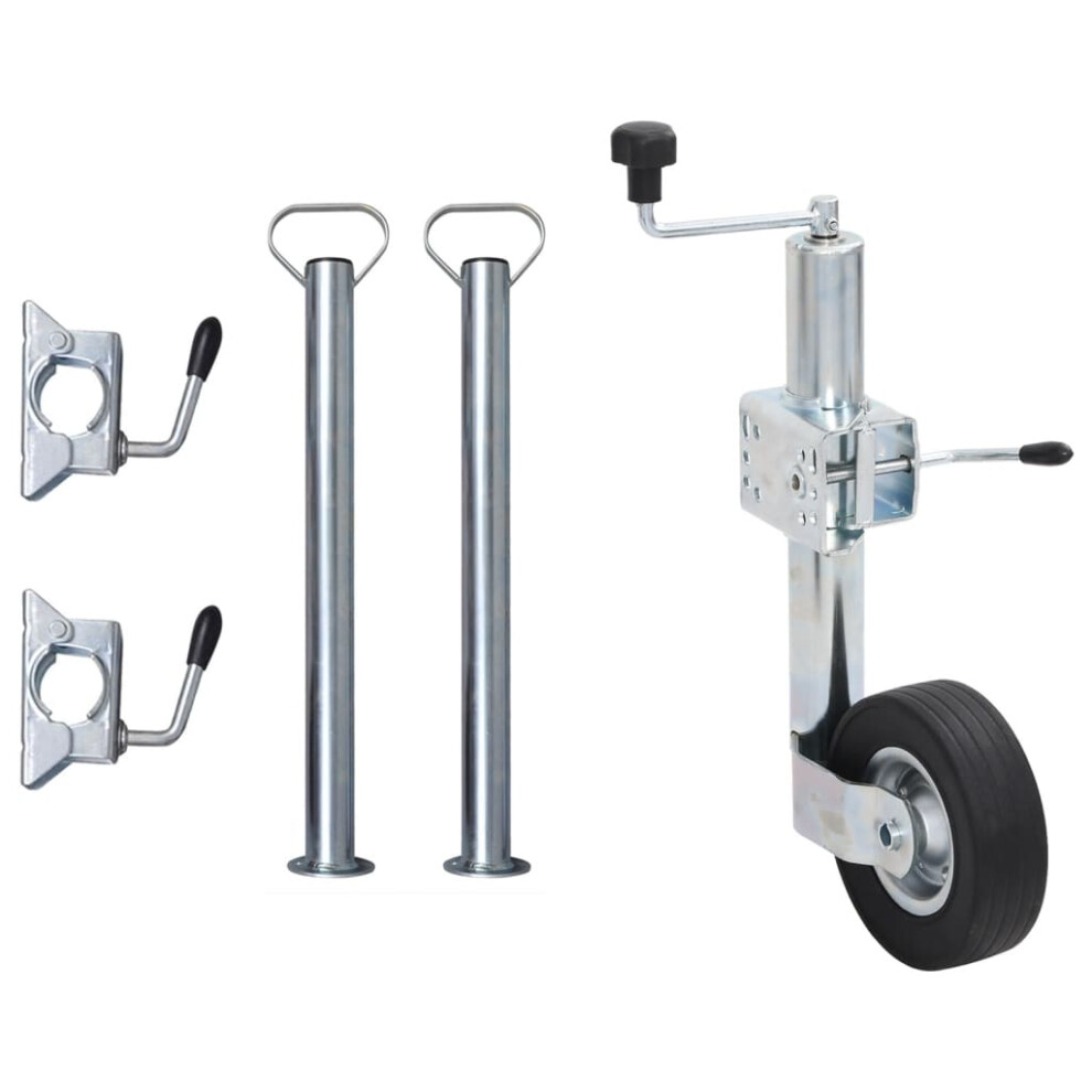 Vidaxl Trailer Jack Wheel 60 Mm With 2 Support Tubes & 3 Split Clamps Car Jack