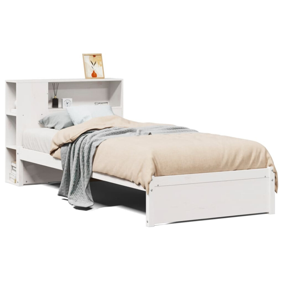 (white, 90 x 200 cm) vidaXL Bookcase Bed without Mattress Home Bed Base Solid Wood Pine