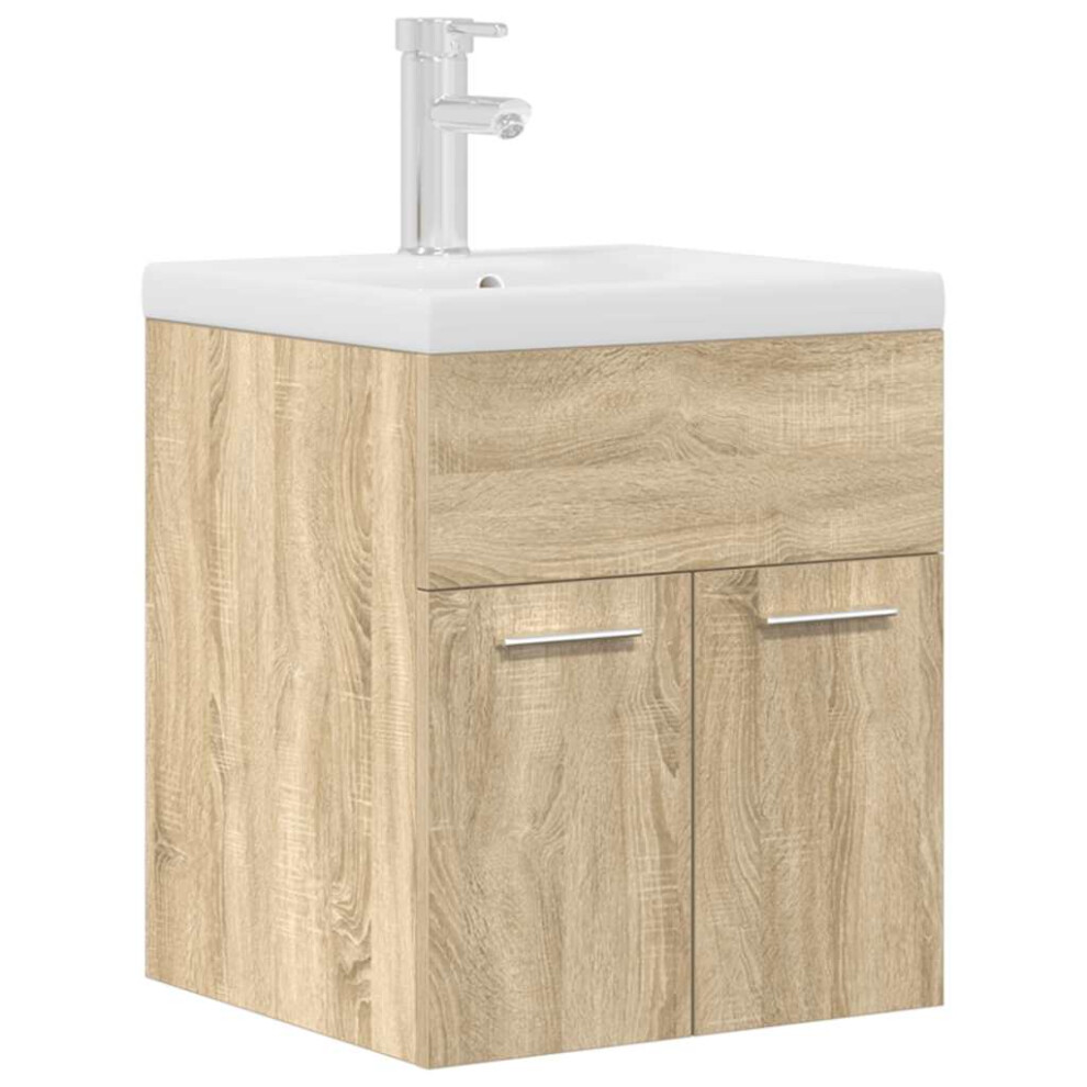 Vidaxl (Sonoma Oak, 41 X 38.5 X 46 Cm) Bathroom Sink Cabinet With Built-In Basin Sink Cupboard Concrete Grey