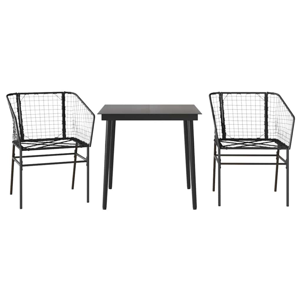 Vidaxl (Black, 80 X 80 X 74 Cm 2 Piece) Garden Dining Set Poly Rattan Glass Outdoor Dining Set