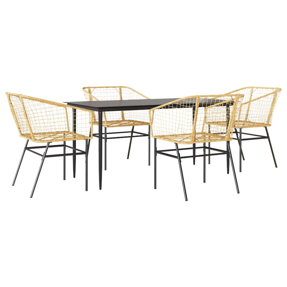 Vidaxl (Brown, 160 X 80 X 74 Cm 4 Piece) Garden Dining Set Poly Rattan Glass Outdoor Dining Set