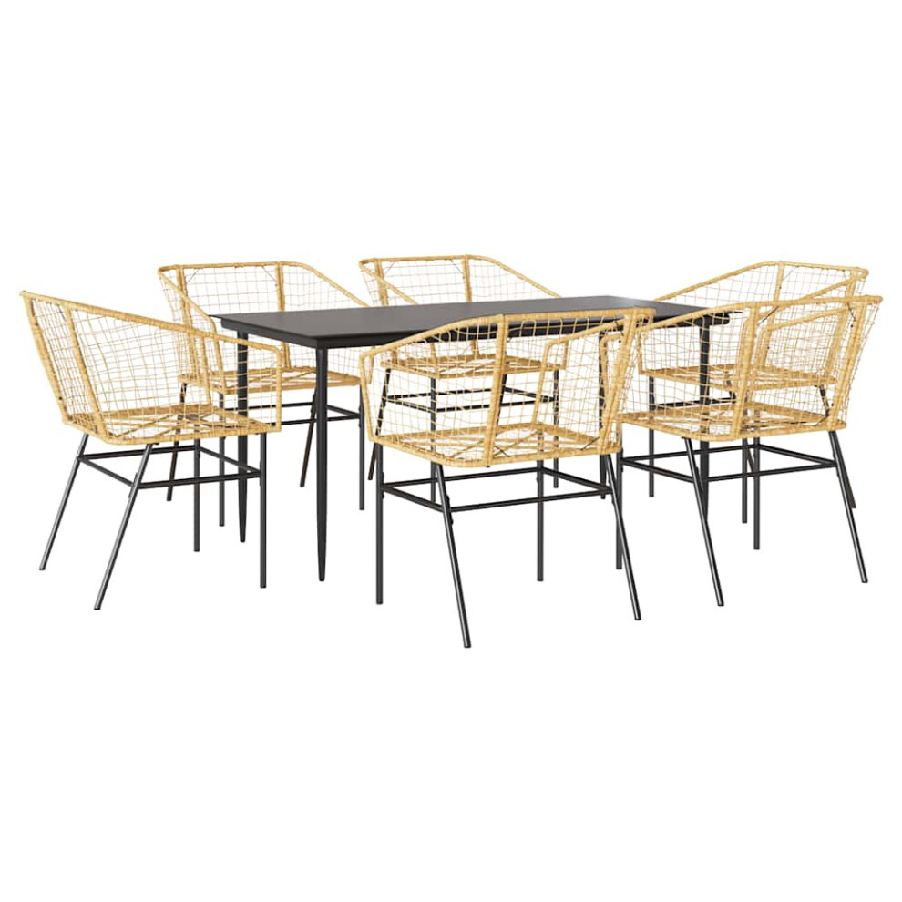 Vidaxl (Brown, 160 X 80 X 74 Cm 6 Piece) Garden Dining Set Poly Rattan Glass Outdoor Dining Set
