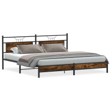 (smoked oak, 193 x 203 cm) vidaXL Bed Frame without Mattress Engineered Wood