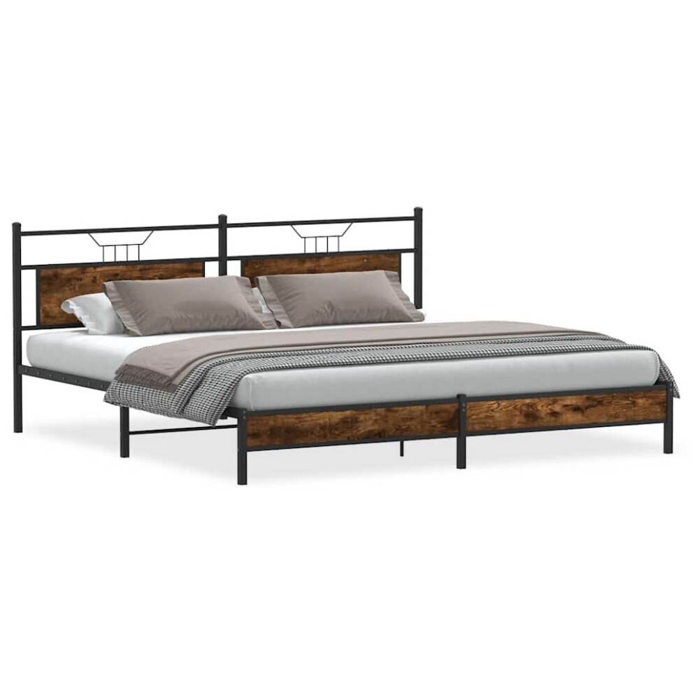Vidaxl (Smoked Oak, 193 X 203 Cm) Bed Frame Without Mattress Engineered Wood