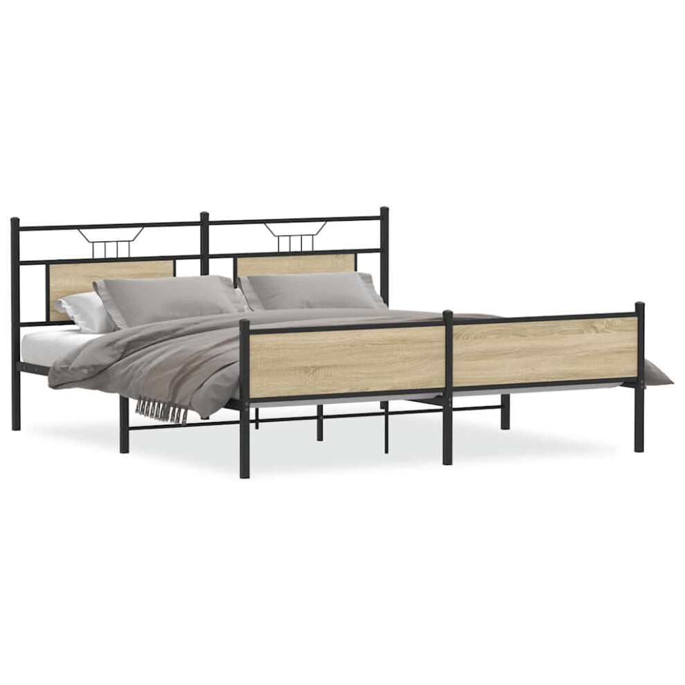 Vidaxl (Sonoma Oak, 180 X 200 Cm) Bed Frame Without Mattress Engineered Wood