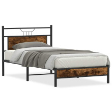 (smoked oak, 100 x 190 cm) vidaXL Bed Frame without Mattress Engineered Wood