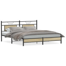 (sonoma oak, 183 x 213 cm) vidaXL Bed Frame without Mattress Engineered Wood