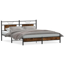 (smoked oak, 183 x 203 cm) vidaXL Bed Frame without Mattress Engineered Wood