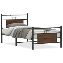 (brown oak, 90 x 190 cm) vidaXL Bed Frame without Mattress Engineered Wood