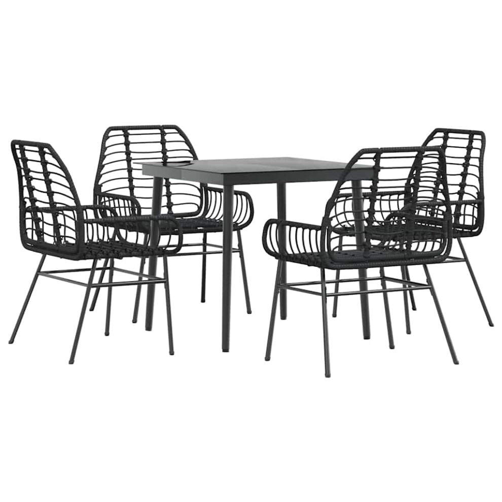 New Vidaxl (, 80 X 80 X 74 Cm 4 Piece) Garden Dining Set Poly Rattan Glass Outdoor Dining Set Black
