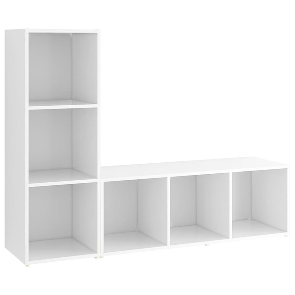 Vidaxl (White) 2X Tv Cabinets Engineered Wood Sideboard Stereo Cabinet White